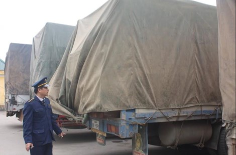 Liên tiếp bắt giữ hàng chục xe chở gỗ quá tải từ Lào về Việt Nam